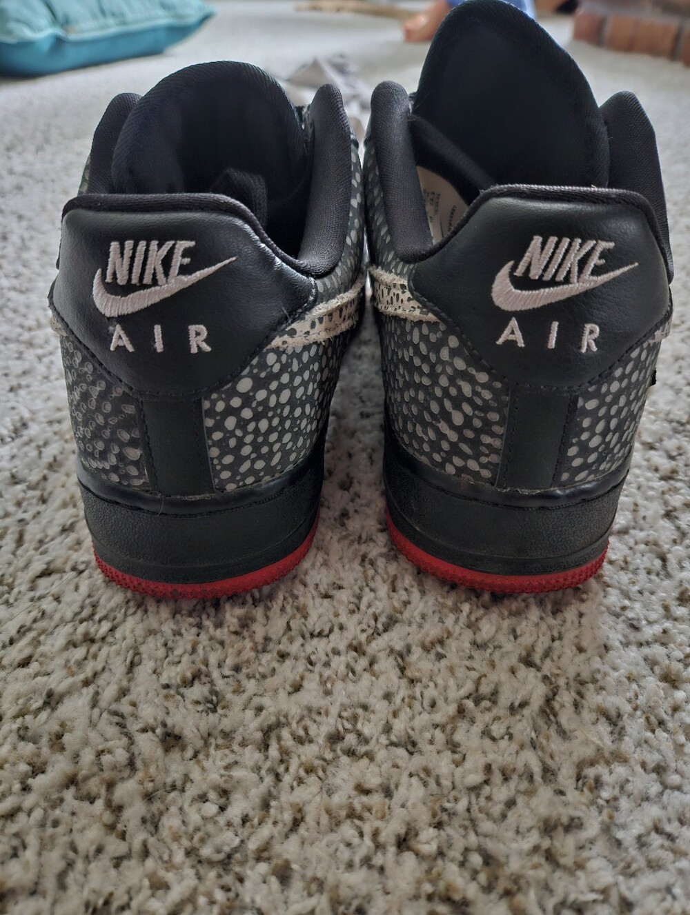 Nike By You Custom Air Force 1 Low Cheetah Animal Print Cream Grey Red Sz. 8.5